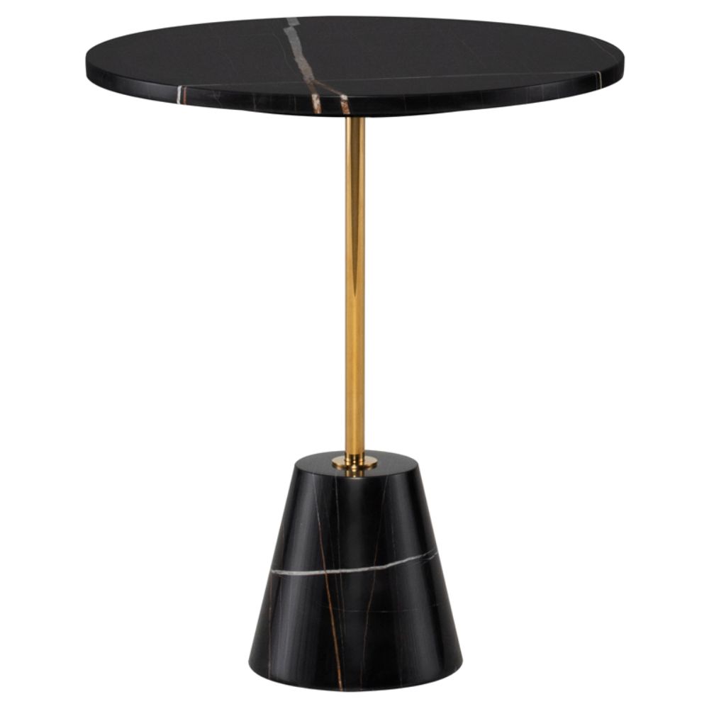Nuevo HGMM177 Bianca Side Table  - Noir Top and Gold Stem