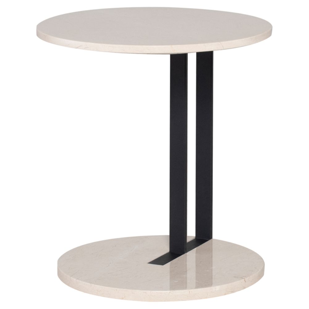 Nuevo HGMM185 Lia Side Table  - Cappuccino Top and Black Stem