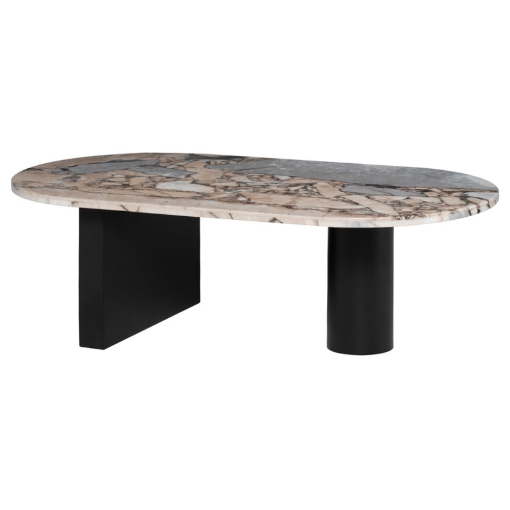 Nuevo HGMM189 Stories Coffee Table  - Luna Top and Black Legs