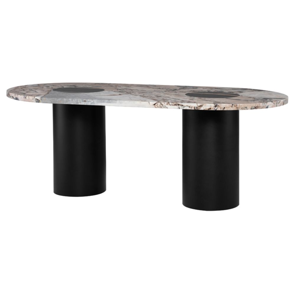 Nuevo HGMM205 Stevie Dining Table  - Luna Top and Noir Inlay