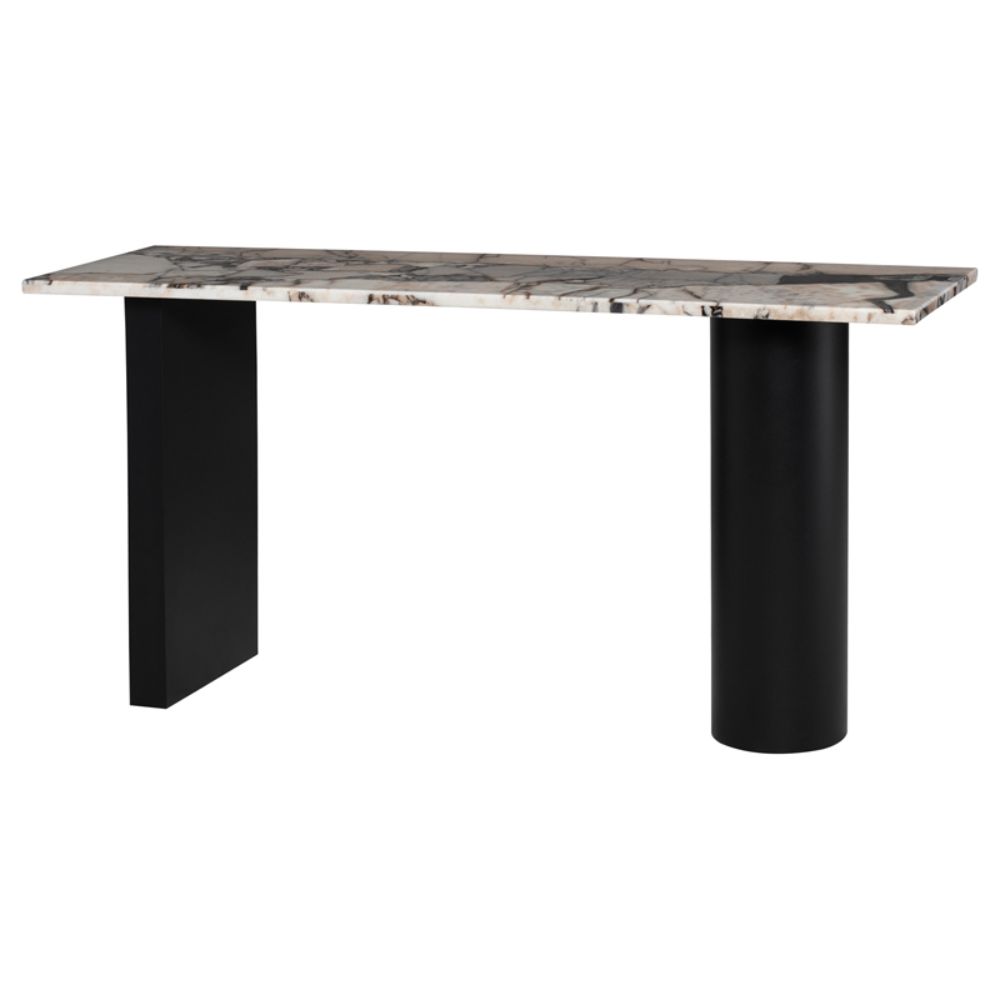 Nuevo HGMM220 Stories Console Table  - Luna Top and Black Legs