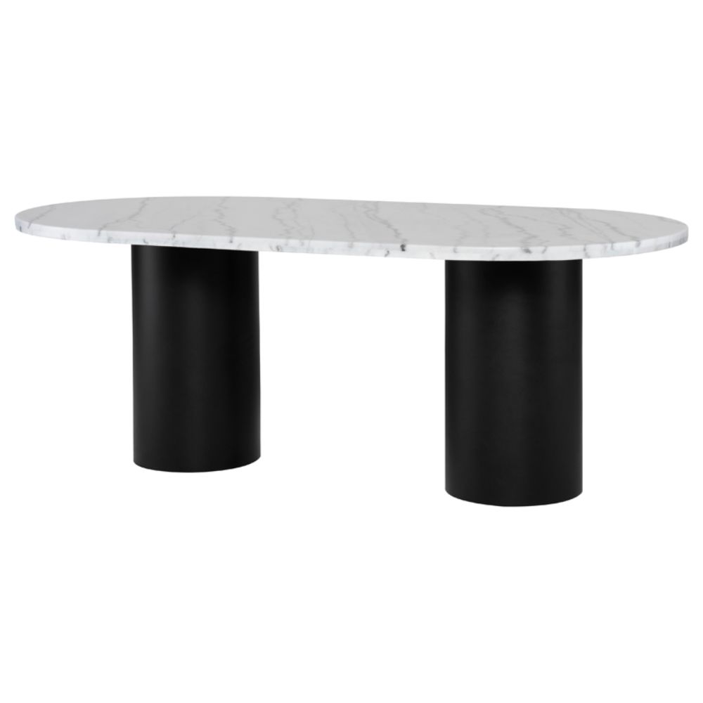 Nuevo HGMM225 Ande Dining Table  - White Top and Black Legs