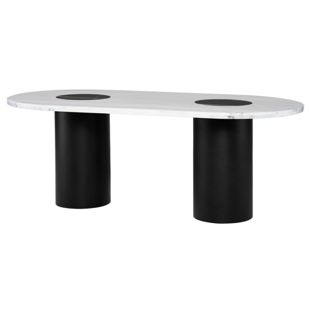 Nuevo HGMM229 Stevie Dining Table  - White Top and Noir Inlay