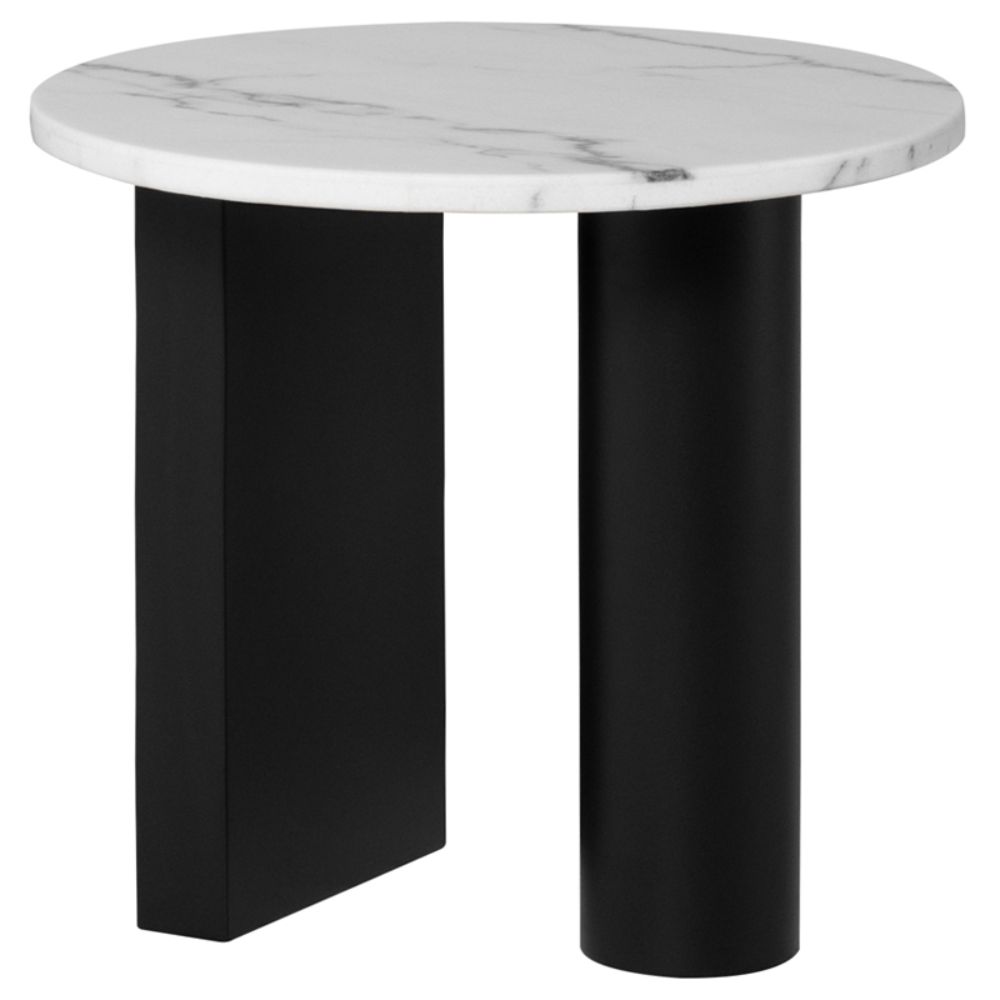 Nuevo HGMM233 Stories Side Table  - White Top and Black Legs