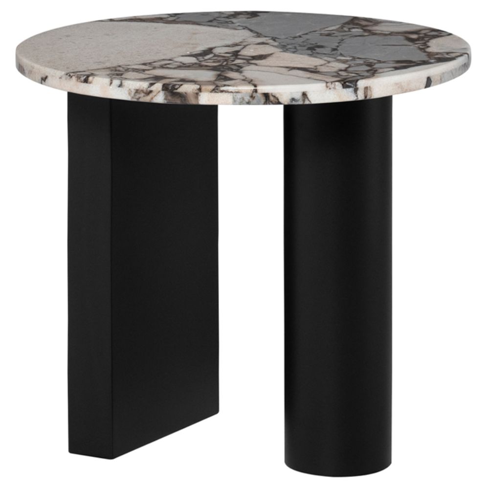 Nuevo HGMM234 Stories Side Table  - Luna Top and Black Legs