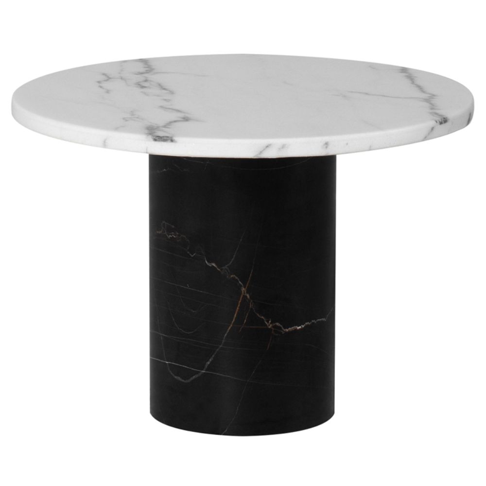 Nuevo HGMM236 Ande Side Table  - White Top and Noir Leg