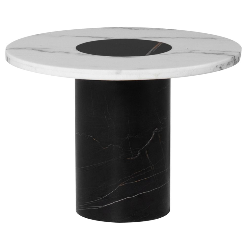 Nuevo HGMM239 Stevie Side Table  - White Top and Noir Inlay