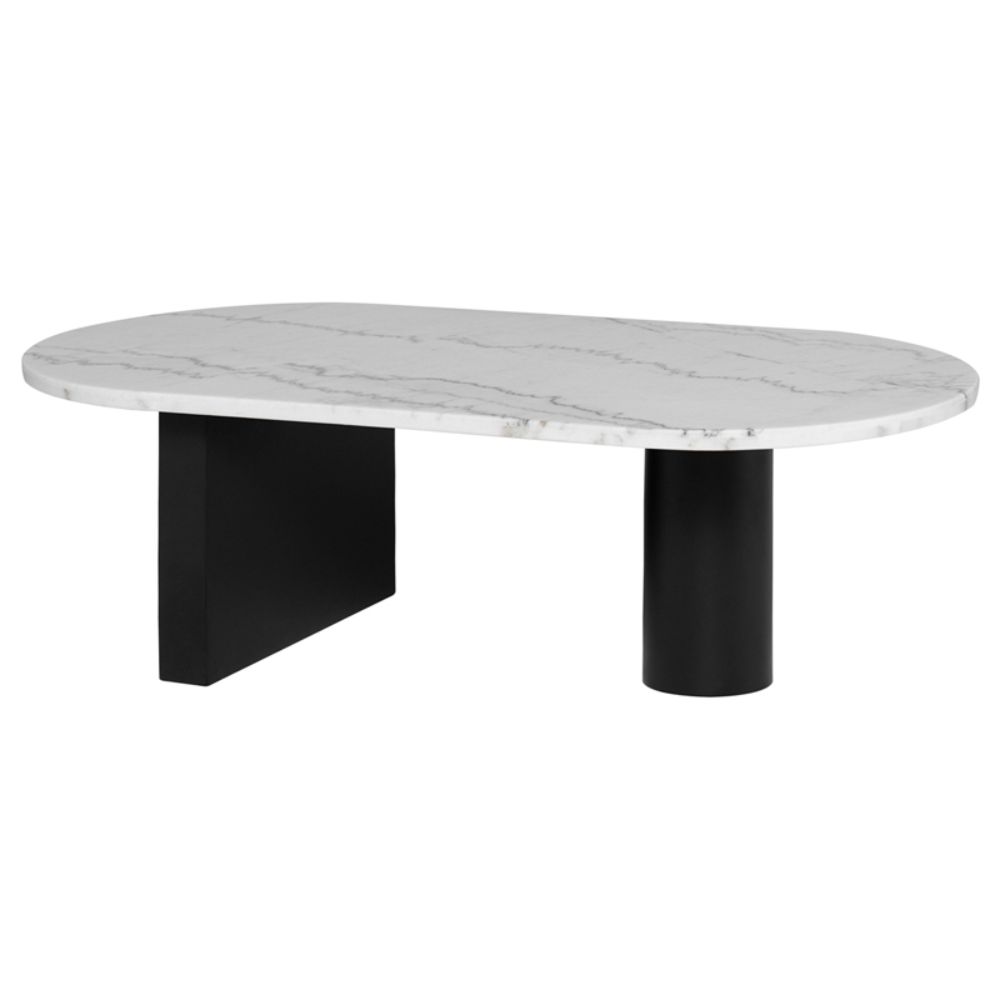 Nuevo HGMM243 Stories Coffee Table  - White Top and Black Legs
