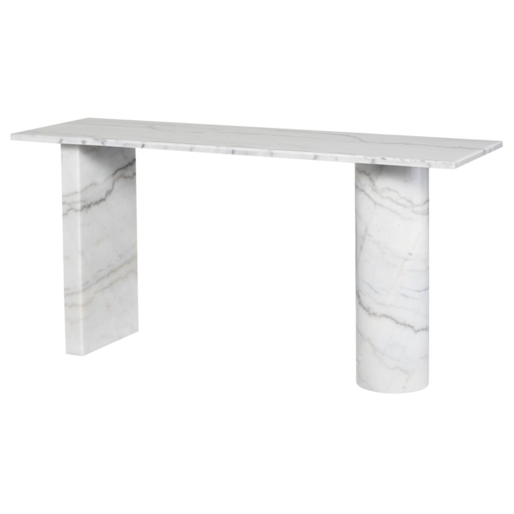 Nuevo HGMM248 Stories Console Table  - White Top and White Legs