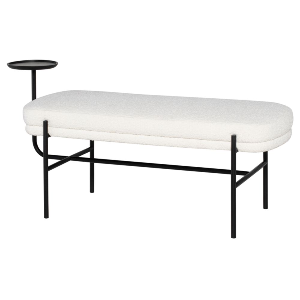 Nuevo HGMV373 Inna Bench Occasional Bench  - Buttermilk Boucle Seat and Black Legs