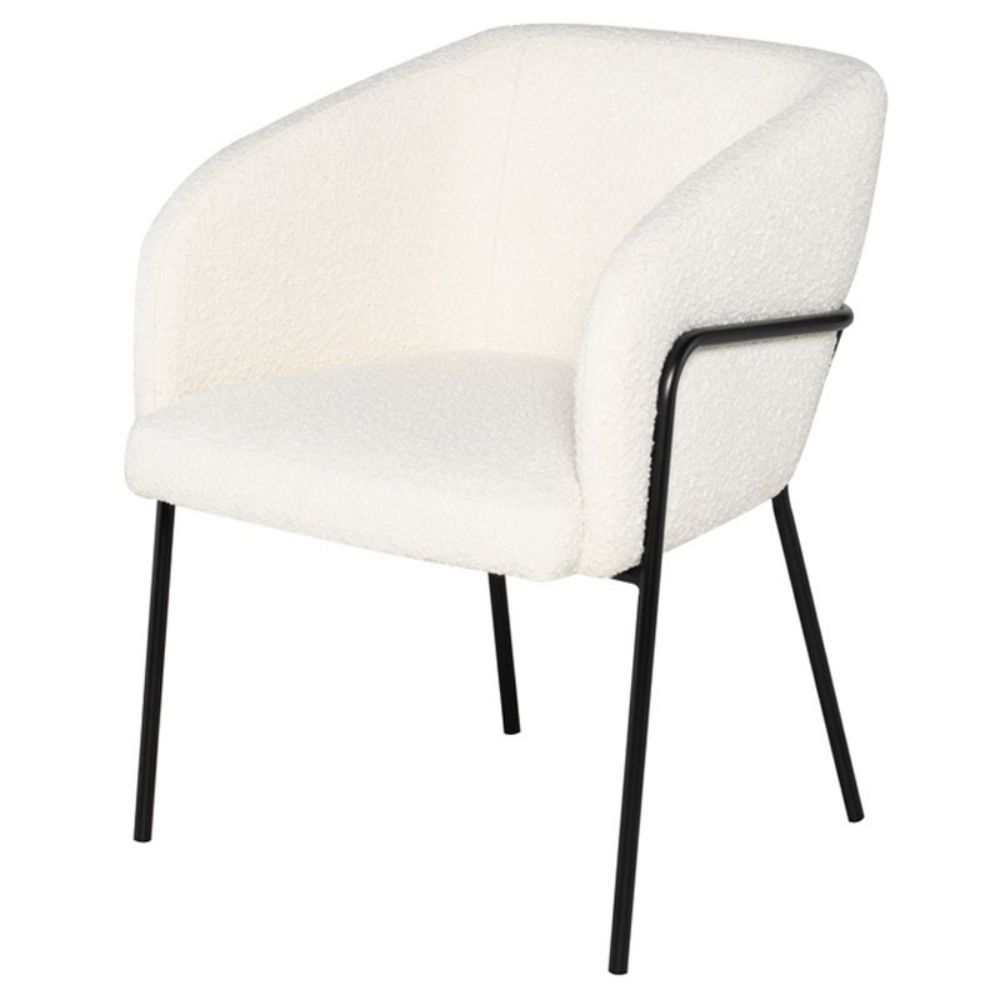 Nuevo HGMV374 Estella Dining Chair with Buttermilk Boucle and Matte Black Frame in Matte Buttermilk Boucle