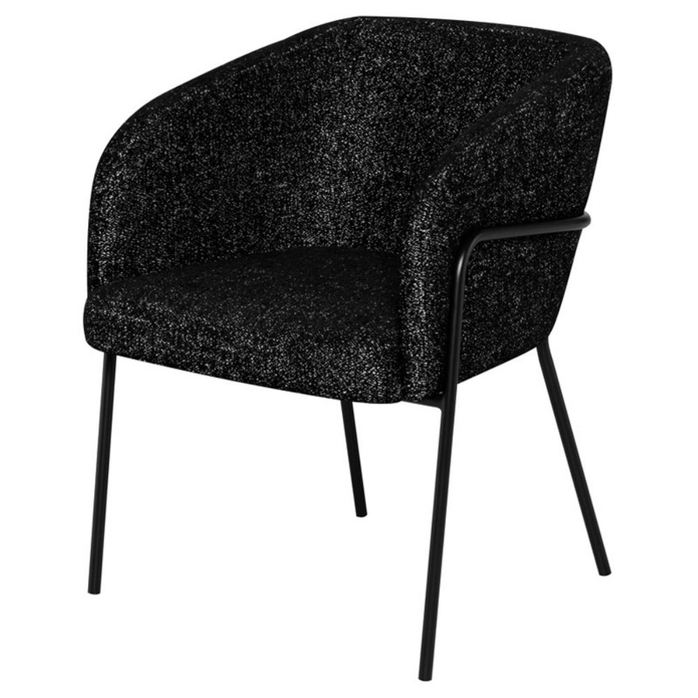 Nuevo HGMV375 Estella Dining Chair with Salt and Pepper Boucle and Matte Black Frame in Matte Salt & Pepper