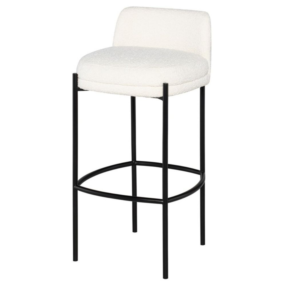 Nuevo HGMV376 Inna Bar Stool with Buttermilk Boucle and Matte Black Frame in Matte Buttermilk Boucle