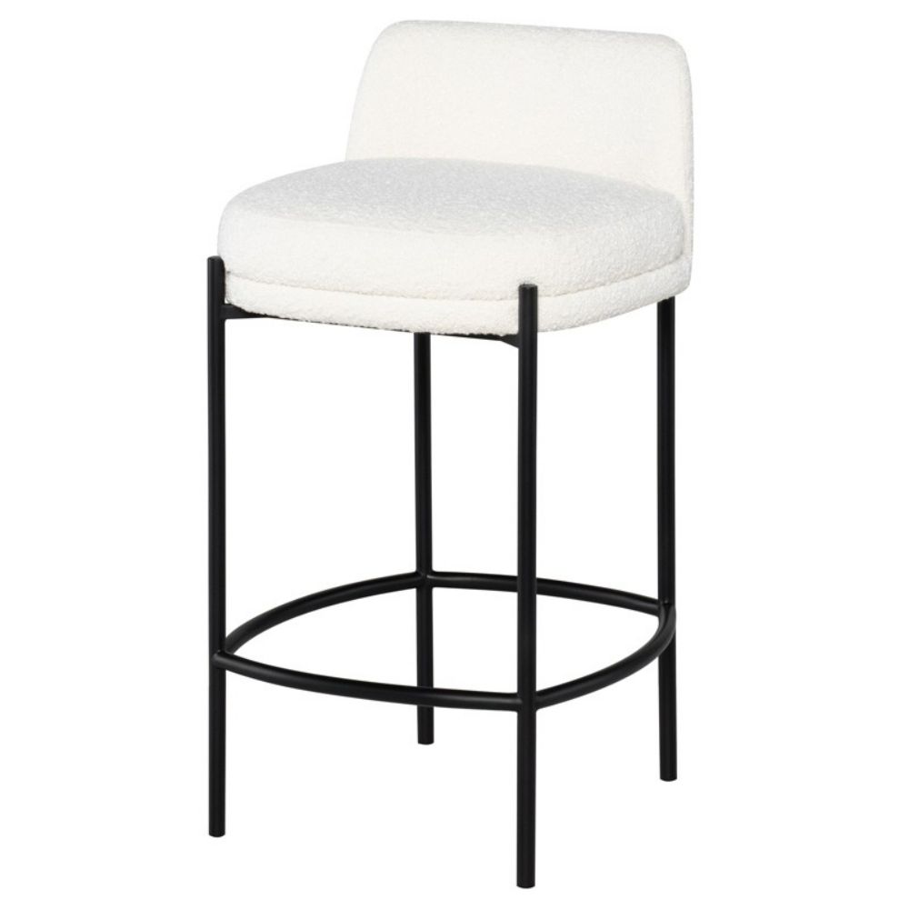 Nuevo HGMV379 Inna Counter Stool with Buttermilk Boucle and Matte Black Frame in Matte Buttermilk Boucle