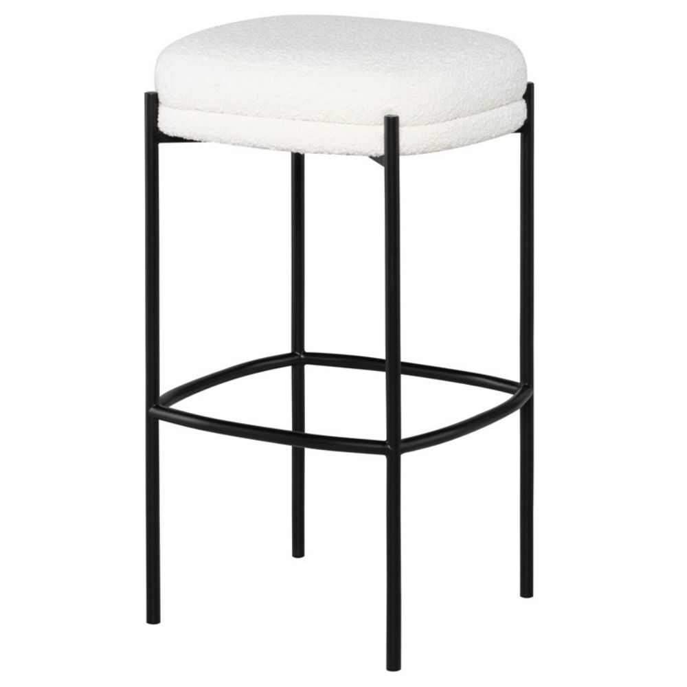 Nuevo HGMV380 Inna Bar Stool with Buttermilk Boucle and Matte Black Frame in Matte Buttermilk Boucle