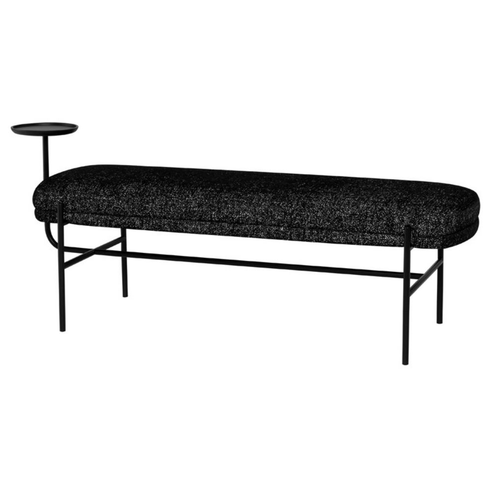Nuevo HGMV385 Inna Occasional Bench with Salt and Pepper Boucle and Matte Black Frame in Matte Salt & Pepper