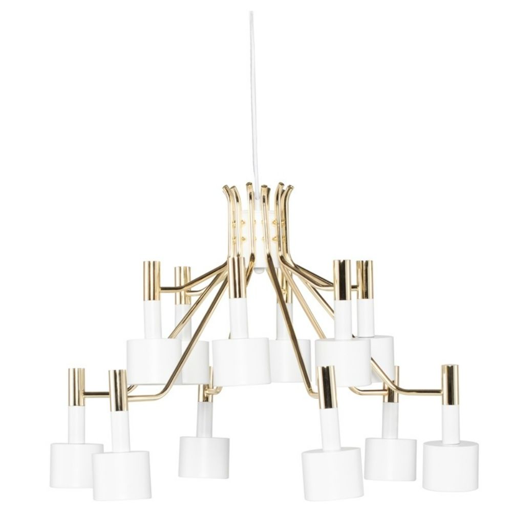 Nuevo HGRA544 Chloe White Steel Shade with Matte Gold Body Pendant in Matte White / Polished Gold