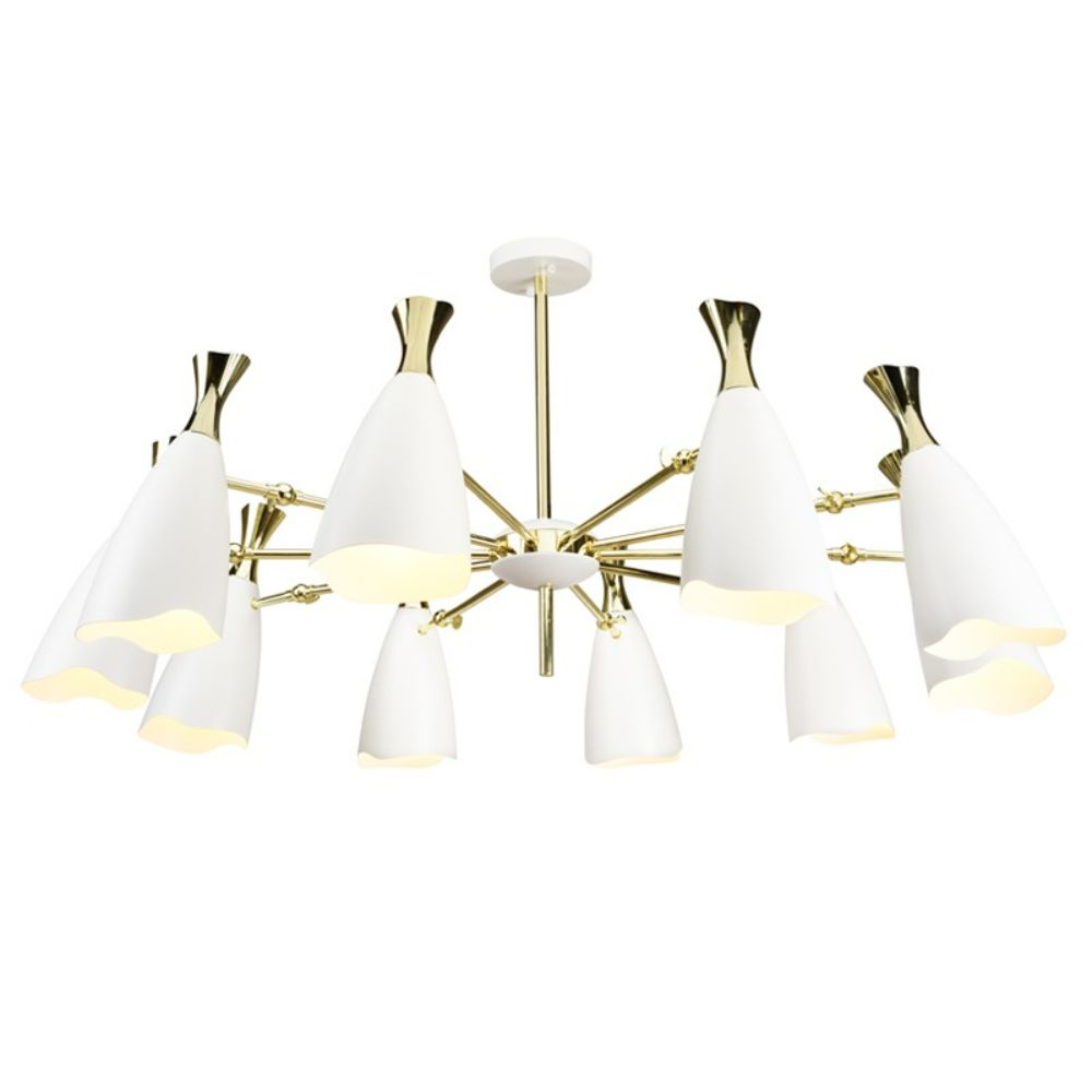 Nuevo HGRA552 Cella White Steel Shade with Polished Gold Body Pendant in Matte White / Polished Gold
