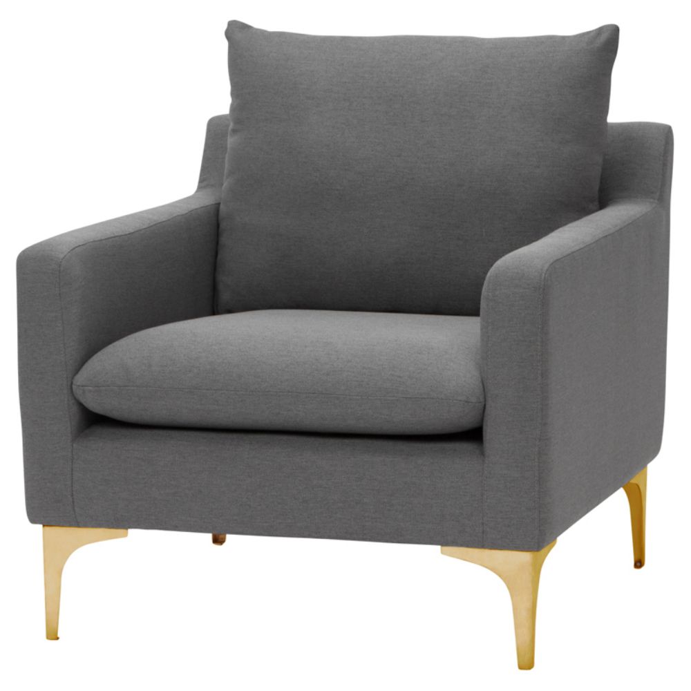Nuevo HGSC499 Anders Single Seat Sofa in Slate Grey/Gold