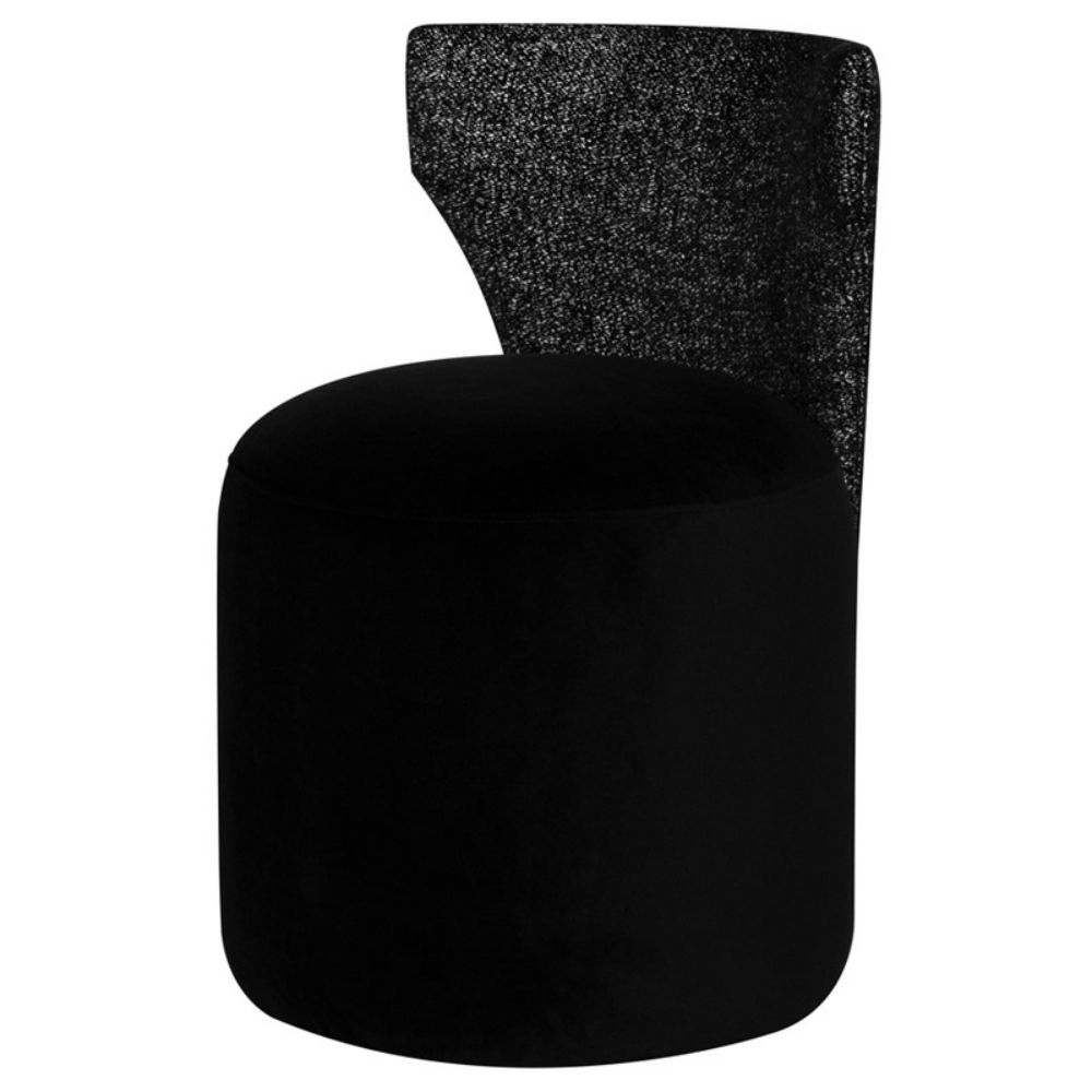 Nuevo HGSN375 Mina Dining Chair with Salt and Pepper Backrest and Black Velour Seat in Matte Salt & Pepper