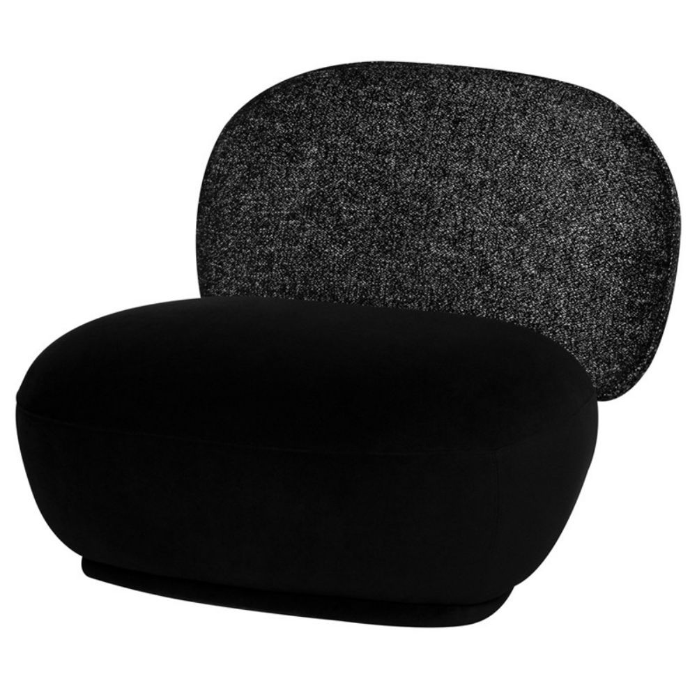 Nuevo HGSN379 Seba Occasional Chair with Salt and Pepper and Black Velour Seat in Matte Salt & Pepper