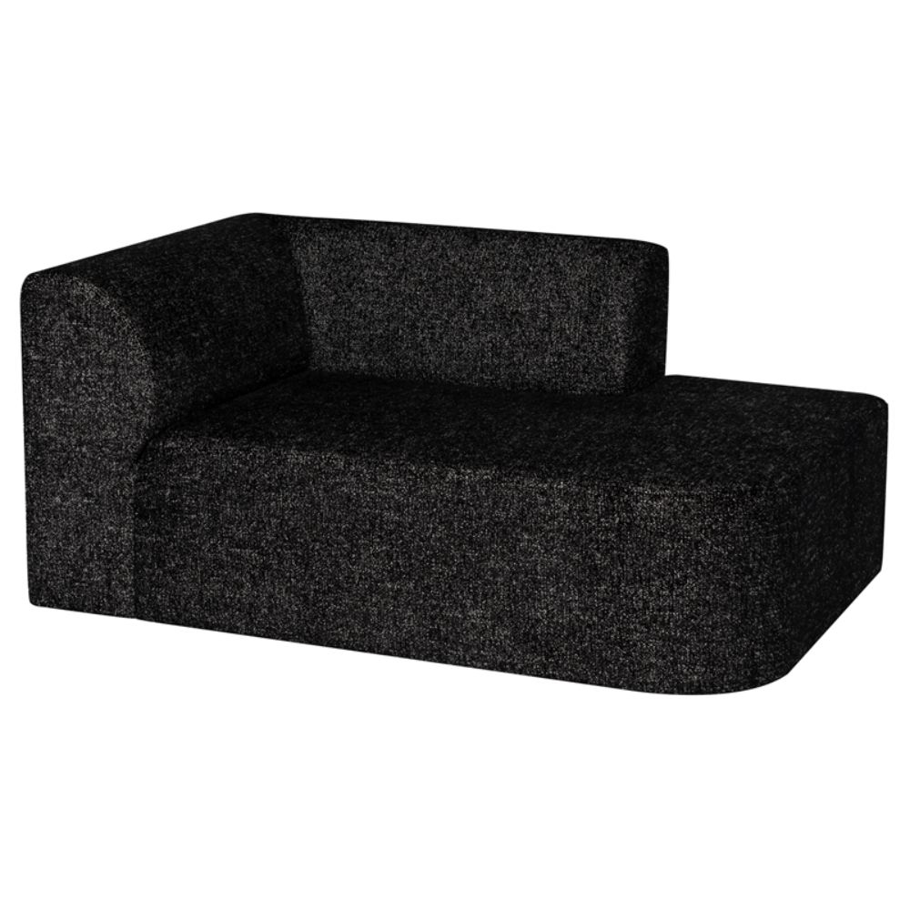 Nuevo HGSN514 Isla Modular Rhf Chaise Sofa  - Salt & Pepper Seat and Black Legs