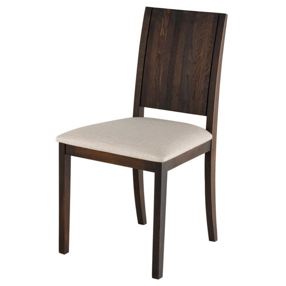 Nuevo HGSR680 Obi Dining Chair with Beige Blend Fabric Seat and Seared Oak Frame in Matte Beige