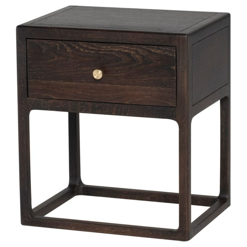 Nuevo HGSR826 Ebuk Side Table with Ebonized Hickory and Brass Handle in Matte Seared