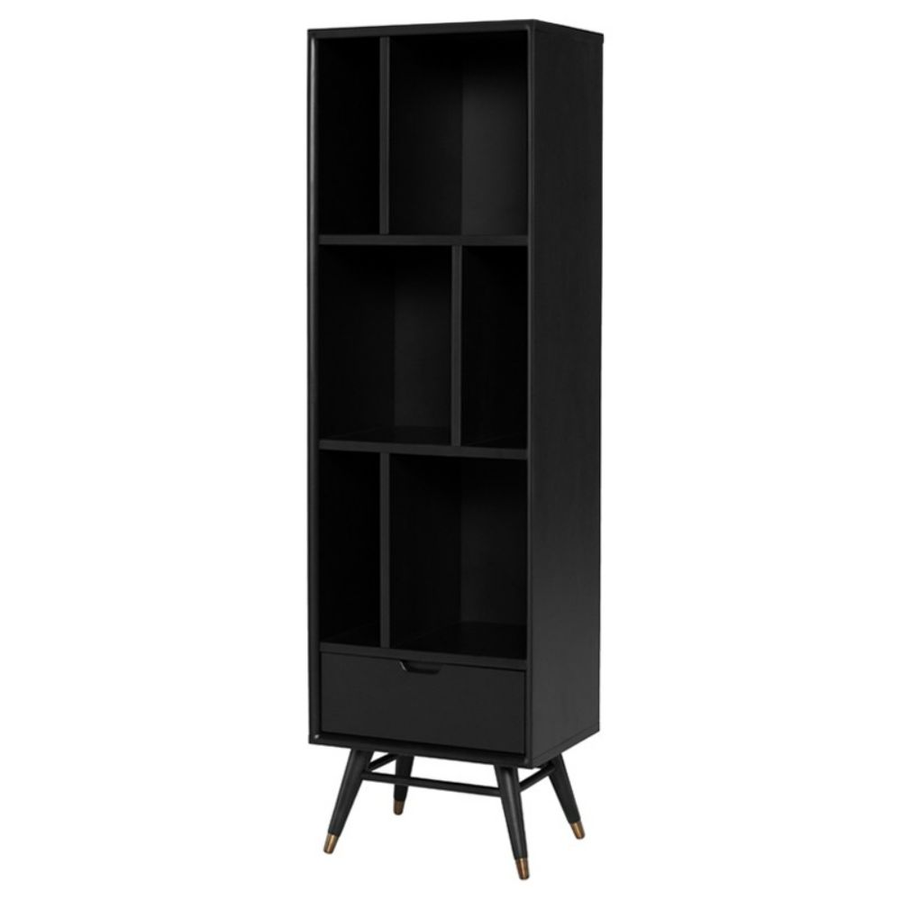 Nuevo HGST152 Baas Bookcase Shelving with Black Ash in Matte Black