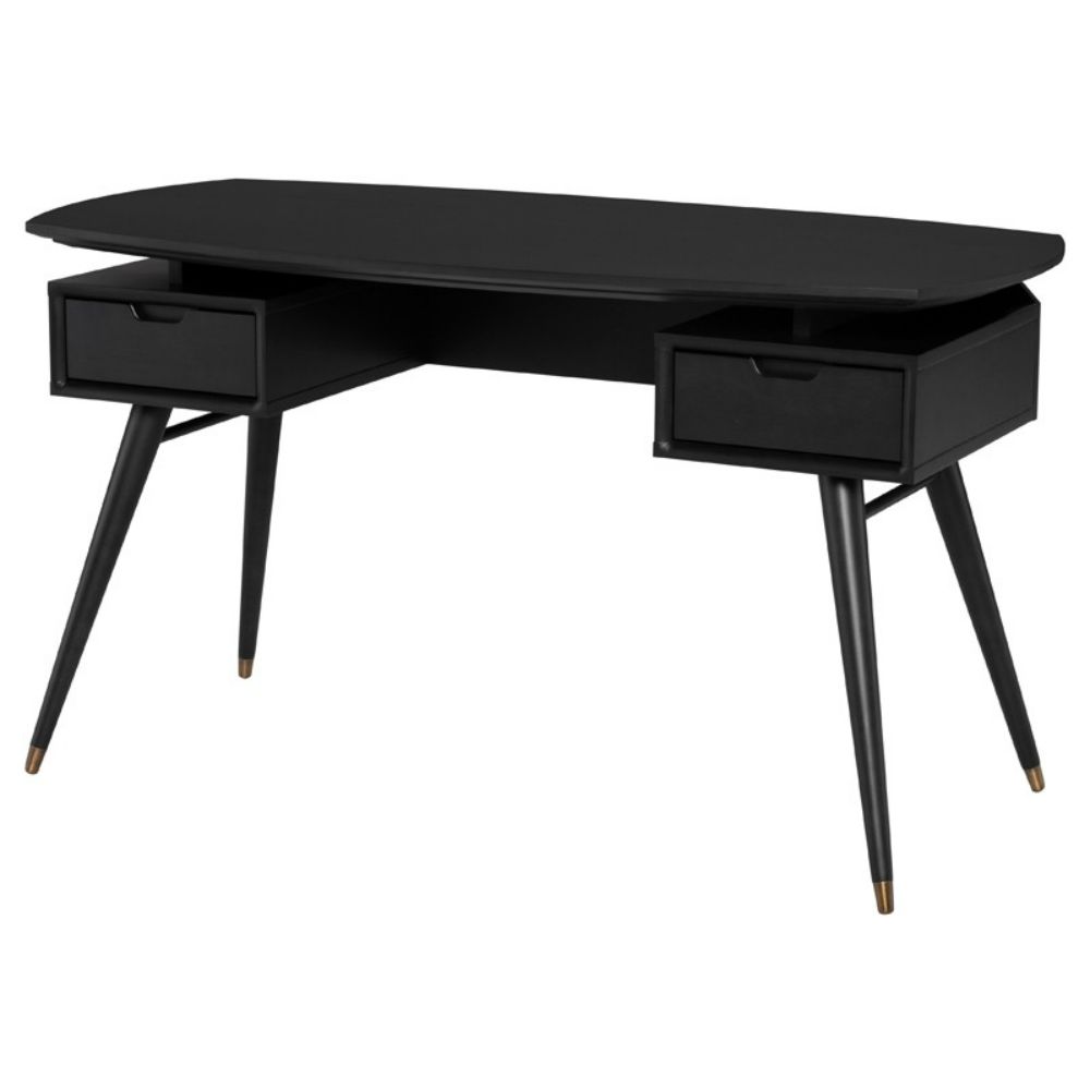 Nuevo HGST153 Carel Desk Table with Black Ash in Matte Black