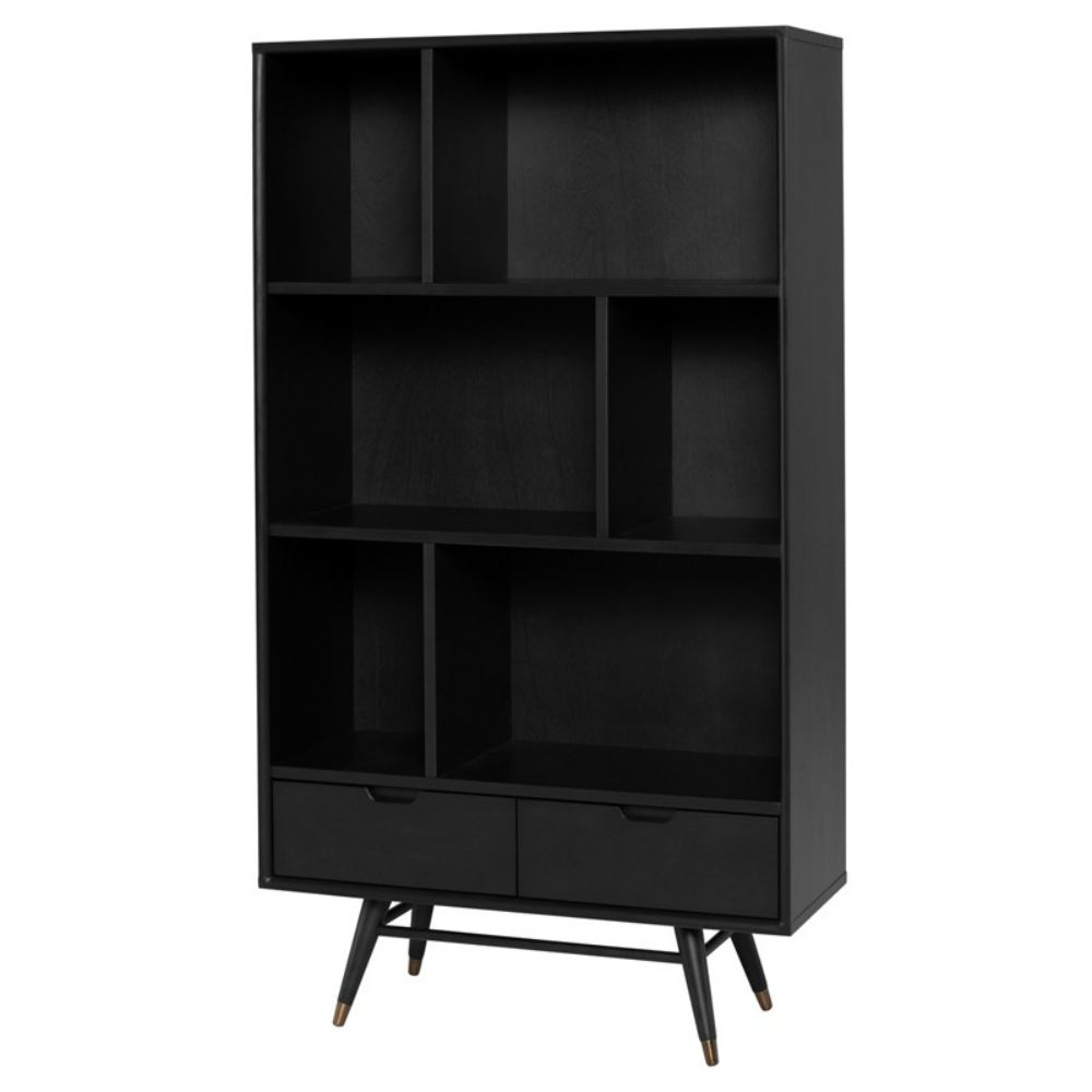 Nuevo HGST154 Baas Bookcase Shelving with Black Ash in Matte Black