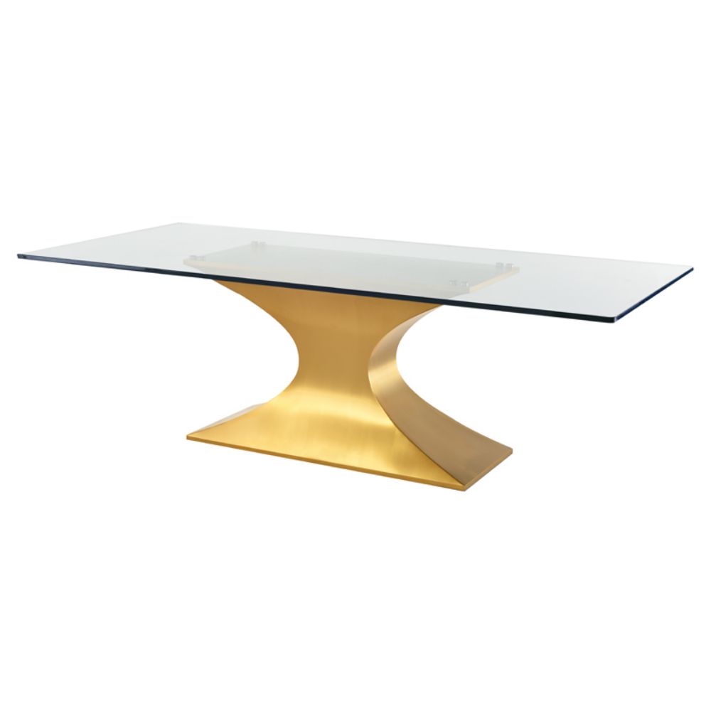 Nuevo HGSX224 Praetorian Dining Table in Gold/Glass