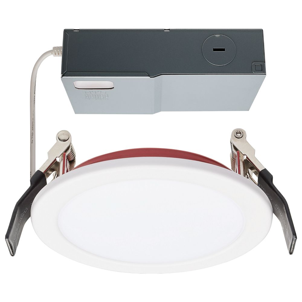 Satco S11864 10 Watt LED; Fire Rated 4 Inch Direct Wire Downlight; Round Shape; White Finish; CCT Selectable; 120 Volts; Dimmable