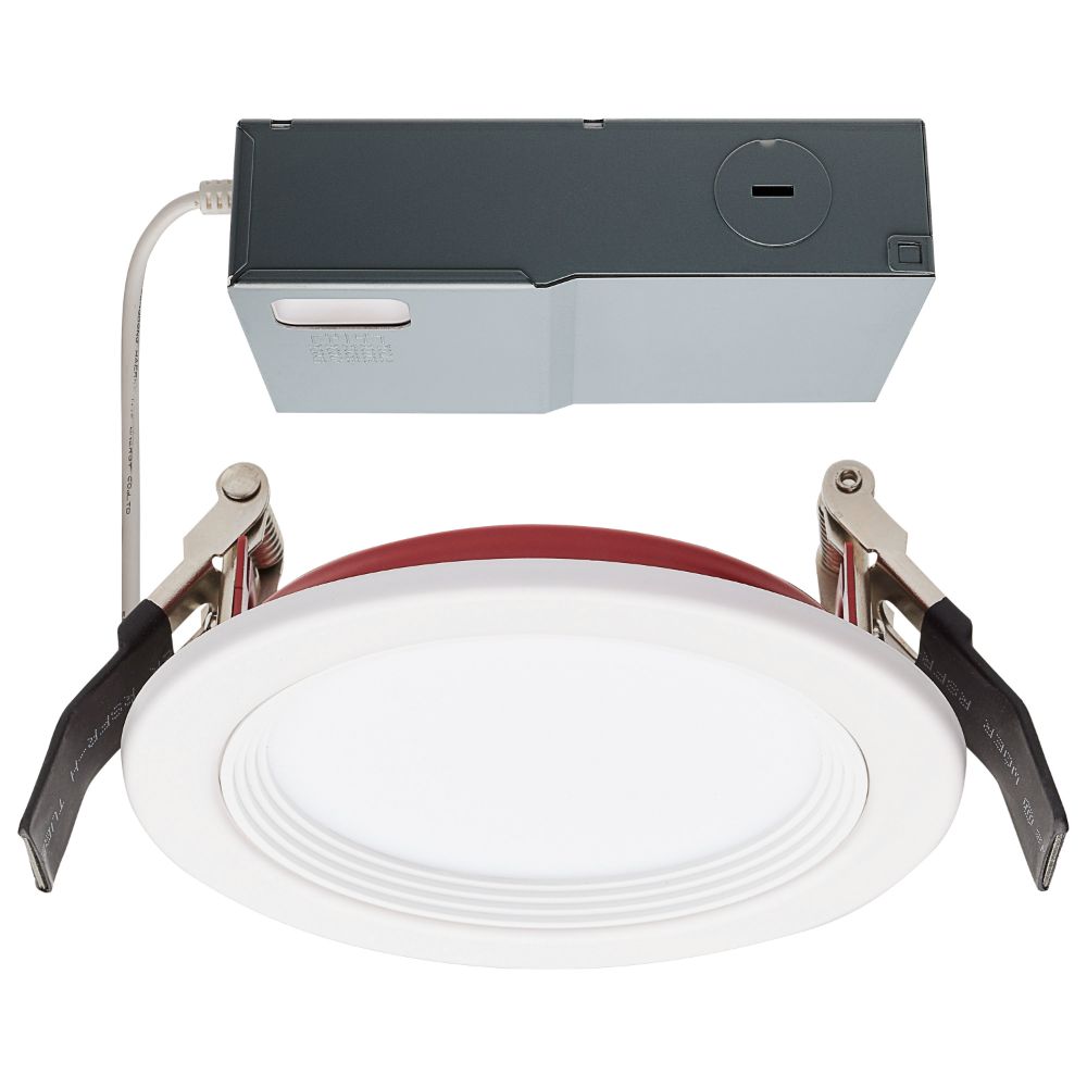 Satco S11865 10 Watt LED; Fire Rated 4 Inch Direct Wire Downlight; Round Shape; White Finish; CCT Selectable; 120 Volts; Dimmable; Remote Driver