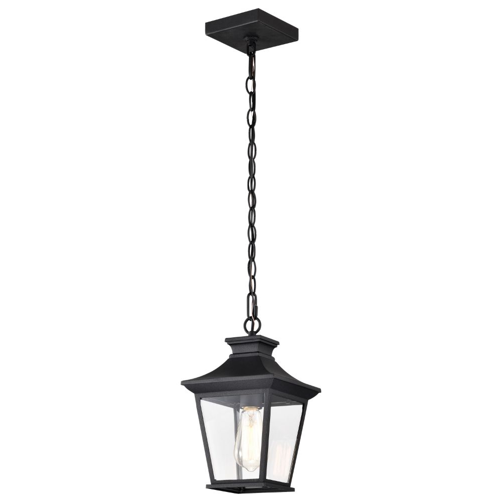 Nuvo 60-5746 Jasper Collection Outdoor 12 inch Hanging Light; Matte Black Finish with Clear Glass
