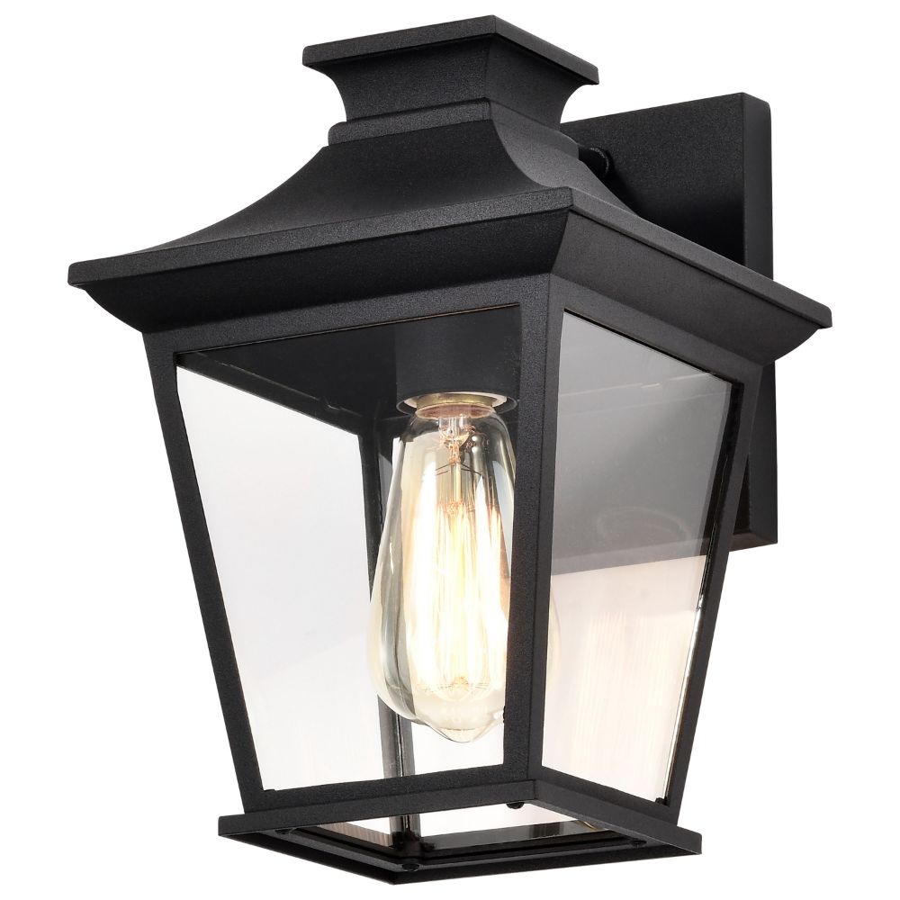 Nuvo 60-5747 Jasper Collection Outdoor 11 inch Wall Light; Matte Black Finish with Clear Glass