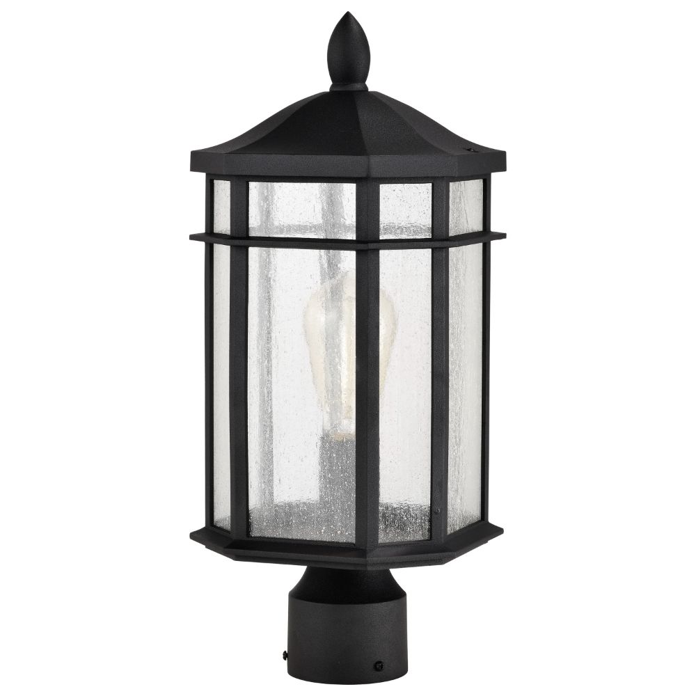 Nuvo 60-5758 Raiden Collection Outdoor 18 inch Post Light Pole Lantern; Matte Black Finish with Clear Seedy Glass