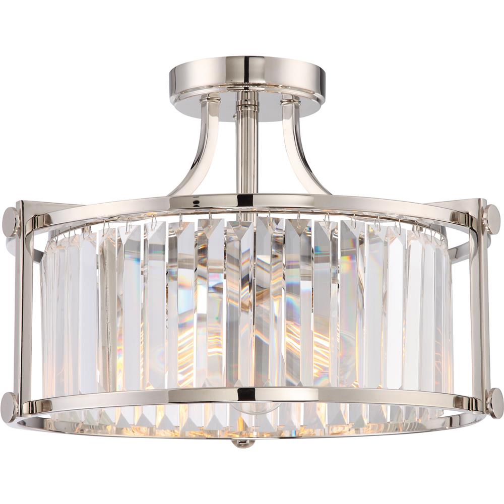 Nuvo Lighting 60/5763  Krys - 3 Light Crystal Semi Flush Fixture with 60w Vintage Lamps Included; Polished Nickel Finish in Polished Nickel Finish
