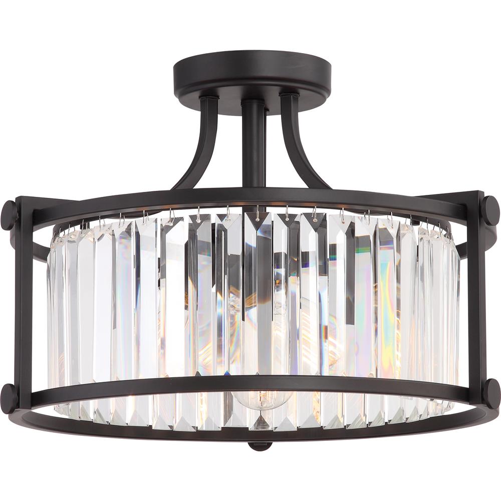 Nuvo Lighting 60/5773  Krys - 3 Light Crystal Semi Flush Fixture with 60w Vintage Lamps Included; Aged Bronze Finish in Aged Bronze Finish