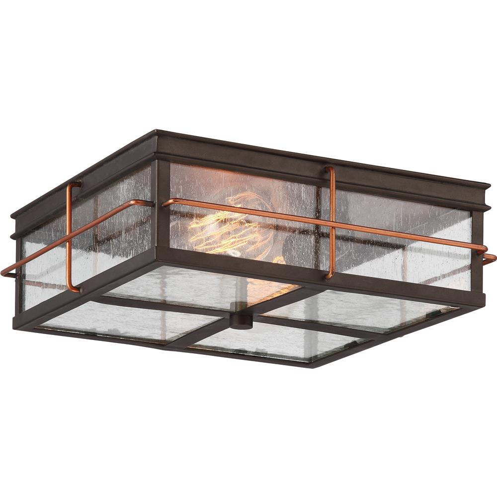 Nuvo Lighting 60/5834  Howell - 2 Light Outdoor Flush Fixture with 60w Vintage Lamps Included; Bronze with Copper Accents Finish in Bronze with Copper Accents Finish