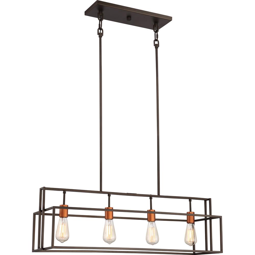 Nuvo Lighting 60/5854  Lake - 4 Light Island Pendant; Bronze with Copper Accents Finish in Bronze with Copper Accents Finish