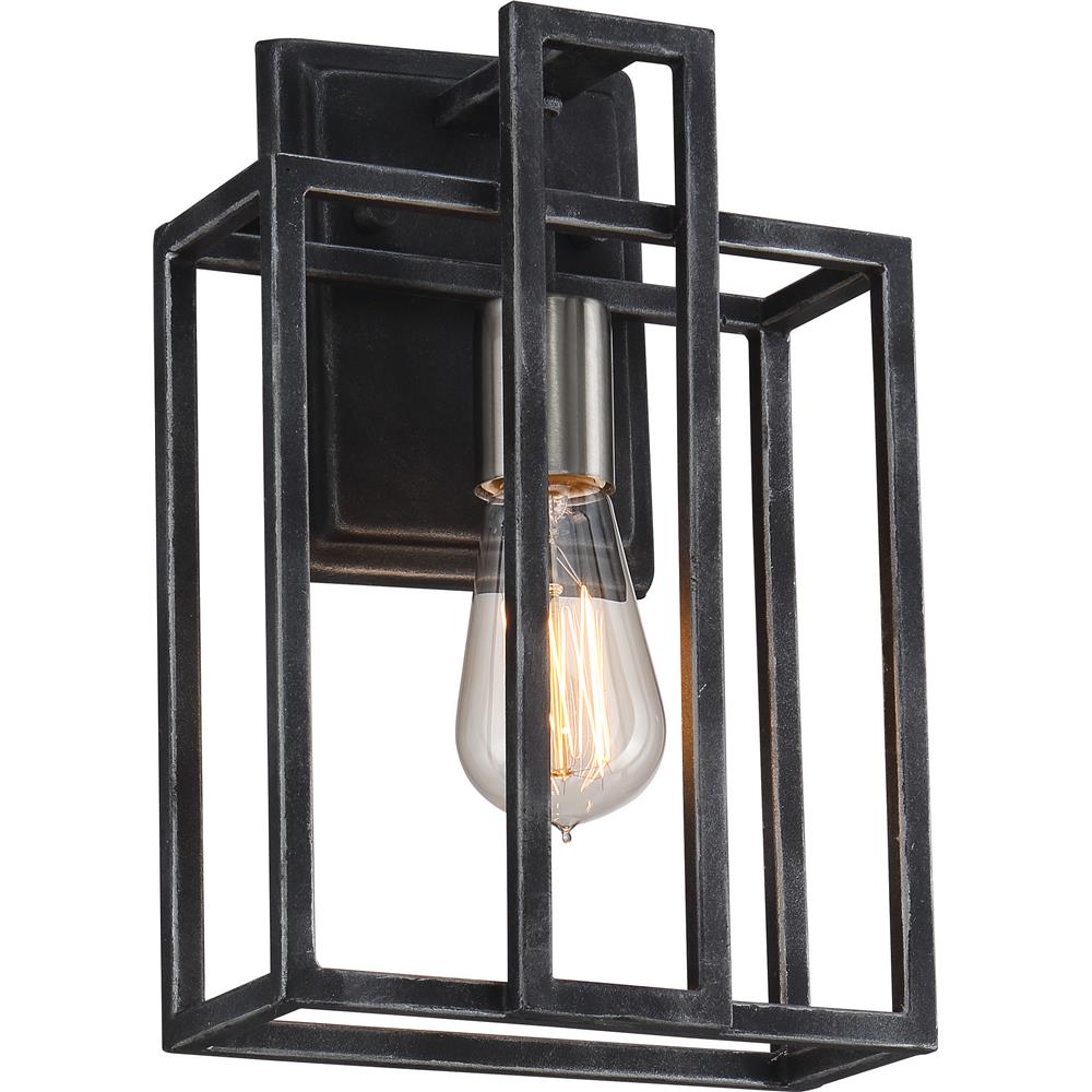 Nuvo Lighting 60/5856  Lake - 1 Light Wall Sconce; Iron Black with Brushed Nickel Accents Finish in Iron Black with Brushed Nickel Accents Finish