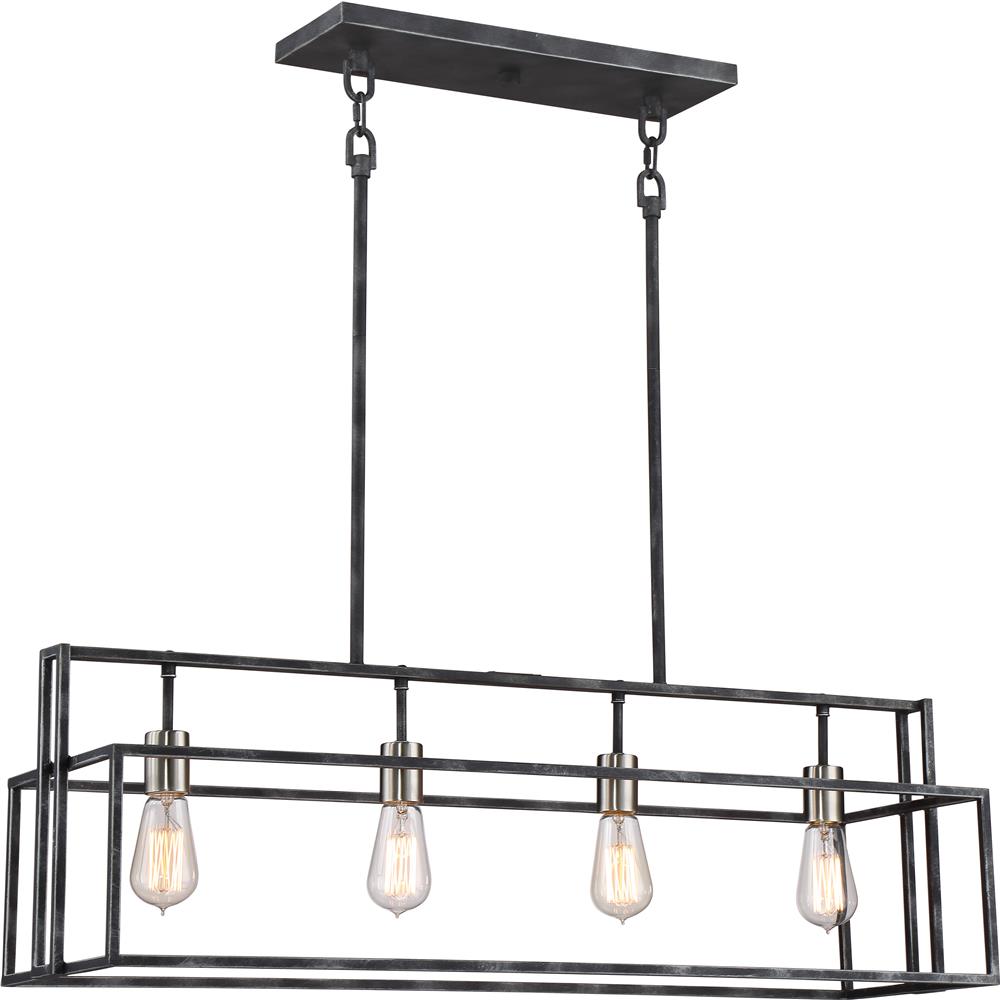 Nuvo Lighting 60/5859  Lake - 4 Light Island Pendant; Iron Black with Brushed Nickel Accents Finish in Iron Black with Brushed Nickel Accents Finish