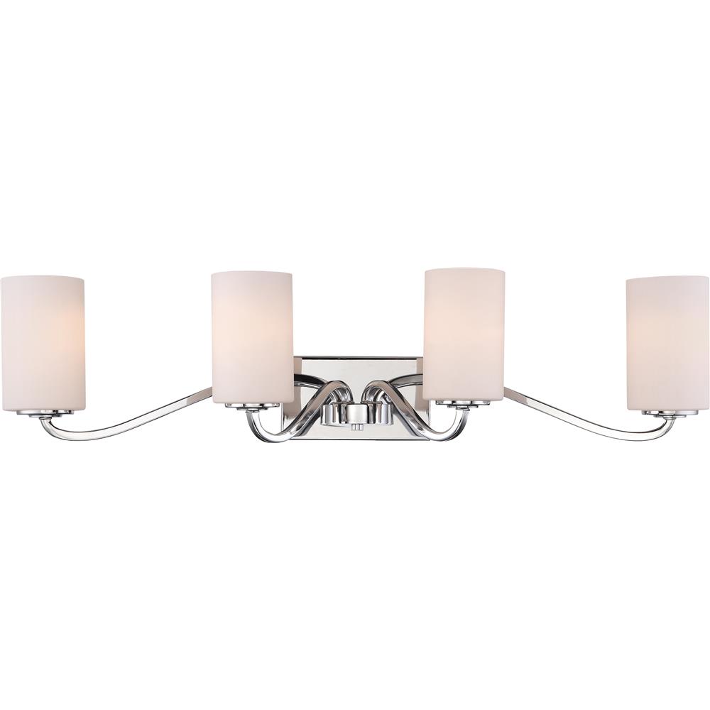 Nuvo Lighting 60/5871  Willow 4 Light Vanity - Polished Nickel with White Glass in Polished Nickel Finish