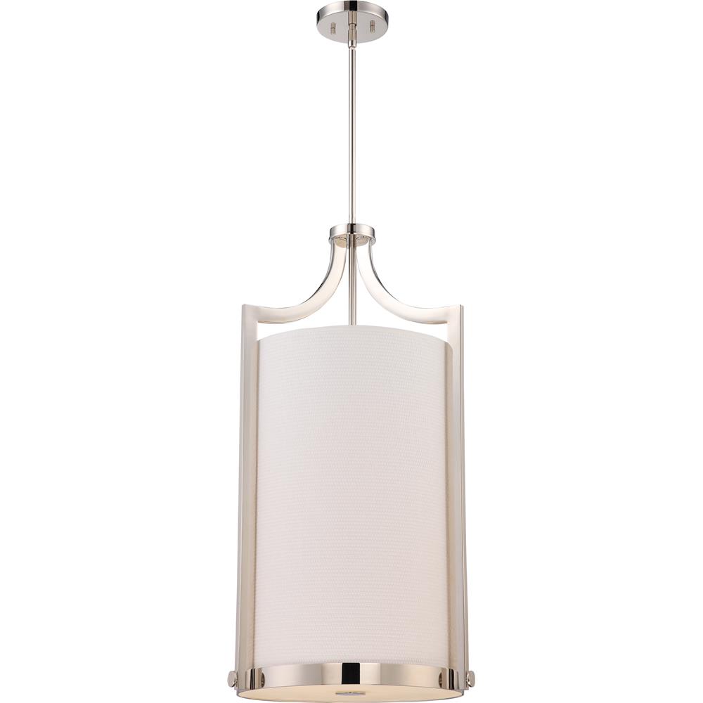 Nuvo Lighting 60/5885  Meadow - 4 Light Large Foyer with White Fabric Shade; Polished Nickel Finish in Polished Nickel Finish