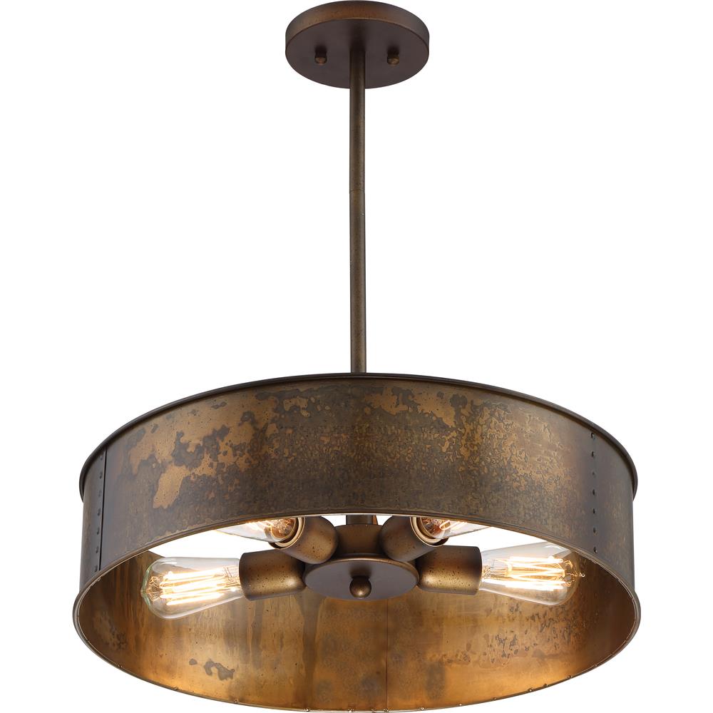 Nuvo Lighting 60/5894  Kettle - 4 Light Pendant with 60w Vintage Lamps Included; Weathered Brass Finish in Weathered Brass Finish