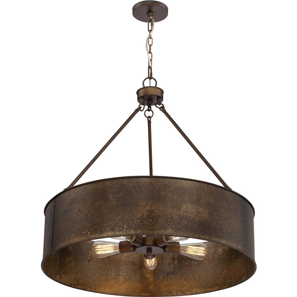 Nuvo Lighting 60/5895  Kettle - 5 Light Oversized Pendant with 60w Vintage Lamps Included; Antique Copper Finish in Weathered Brass Finish