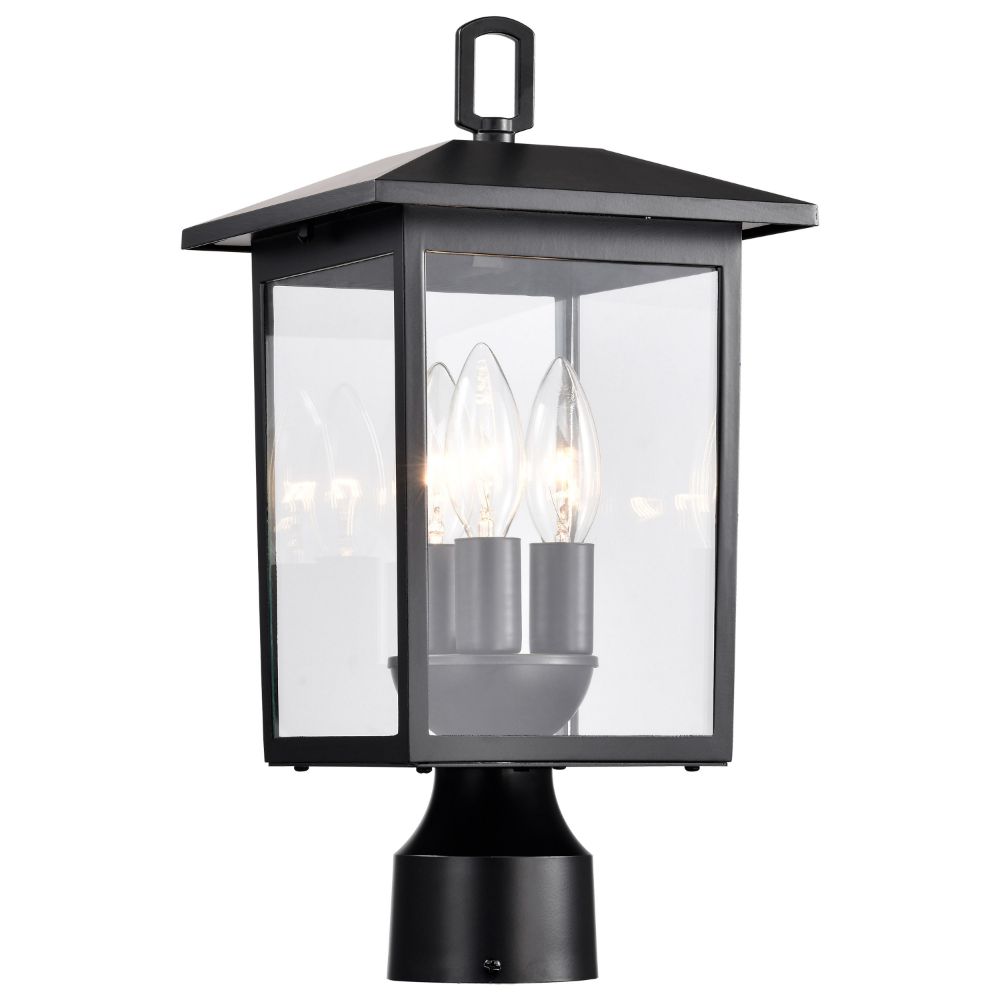 Nuvo 60-5932 Jamesport Collection Outdoor 15 inch Post Light Pole Lantern; Matte Black with Clear Glass