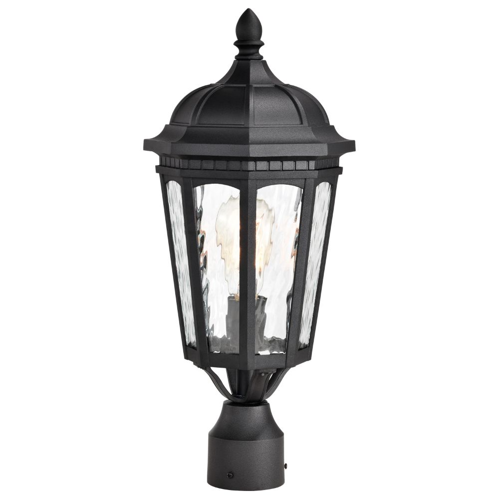 Nuvo 60-5943 East River Collection Outdoor 19.5 inch Post Light Pole Lantern; Matte Black Finish with Clear Water Glass