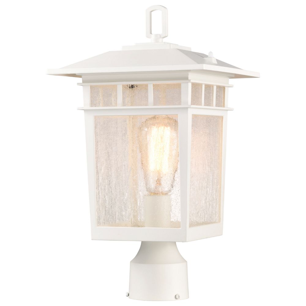 Nuvo 60-5951 Cove Neck Collection Outdoor Large 16 inch Post Light Pole Lantern; White Finish with Clear Seeded Glass